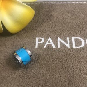 Turquoise marbles stainless steel barrel charm